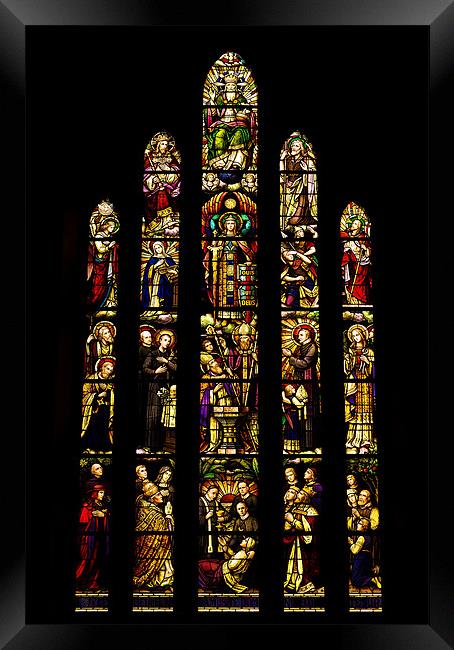 St Marys Monastery Stain Glass Window Framed Print by Jamie Moffat