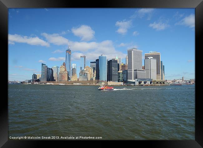 Manhattan In The Distance Framed Print by Malcolm Snook