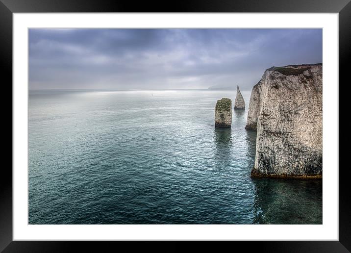 Old Harry Rocks Framed Mounted Print by Gail Johnson