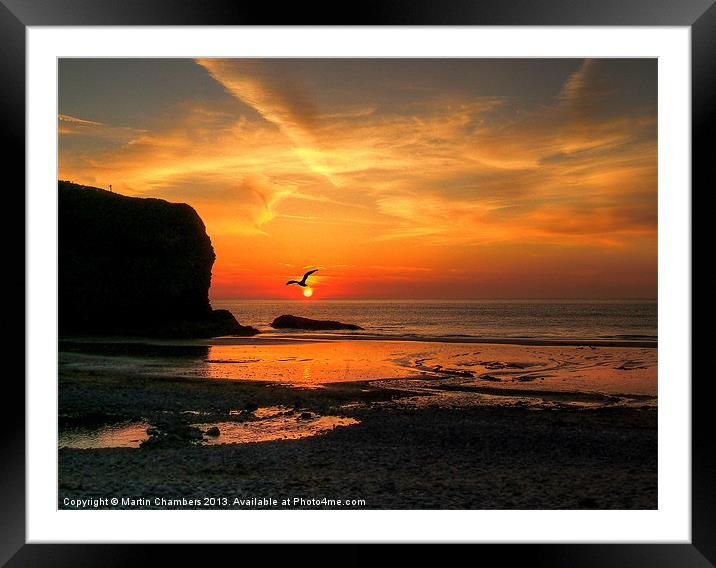Llangrannog Sunset Framed Mounted Print by Martin Chambers