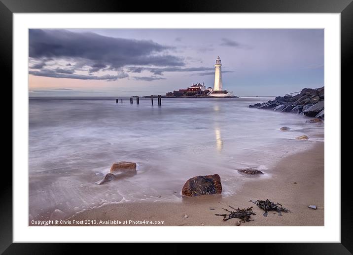 St Marys Lighthouse Reflections Framed Mounted Print by Chris Frost