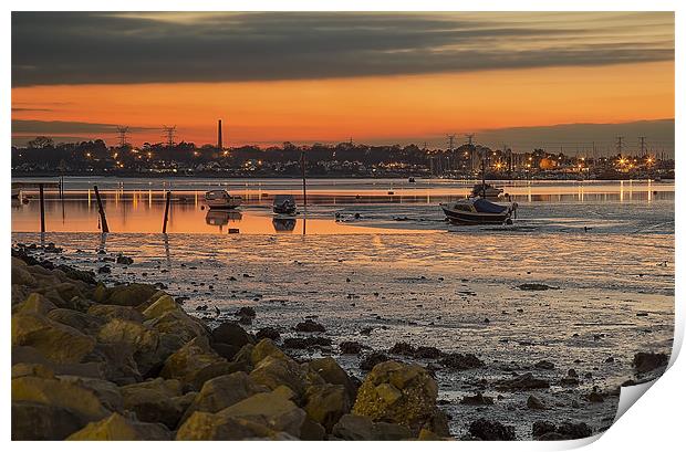 Holes Bay Poole at Sunset Print by Jennie Franklin