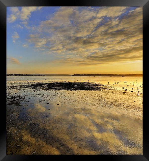Reflections in the Sand at Poole Framed Print by Jennie Franklin
