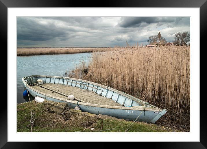Blue Boat at Stokesby Framed Mounted Print by Stephen Mole