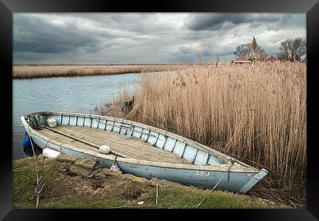 Blue Boat at Stokesby Framed Print by Stephen Mole