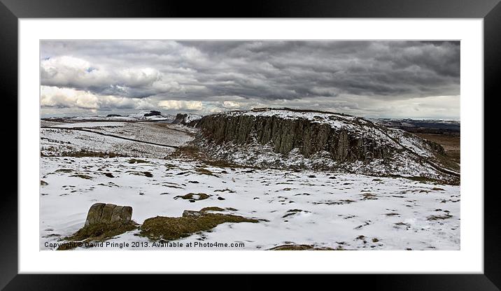 Peel Crags in Winter Framed Mounted Print by David Pringle