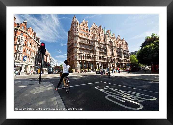 Cycling in Russell Square Framed Mounted Print by Rob Hawkins
