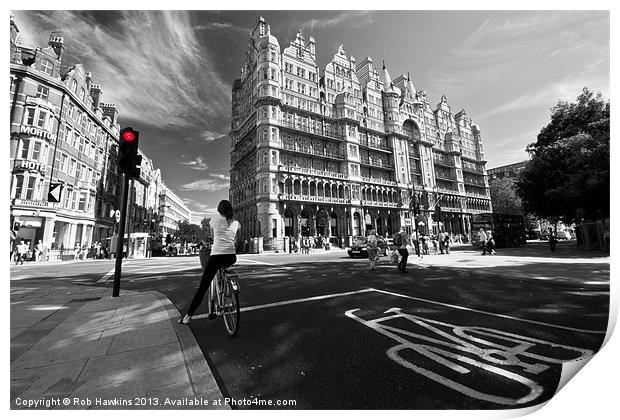 Cycling in the city Print by Rob Hawkins