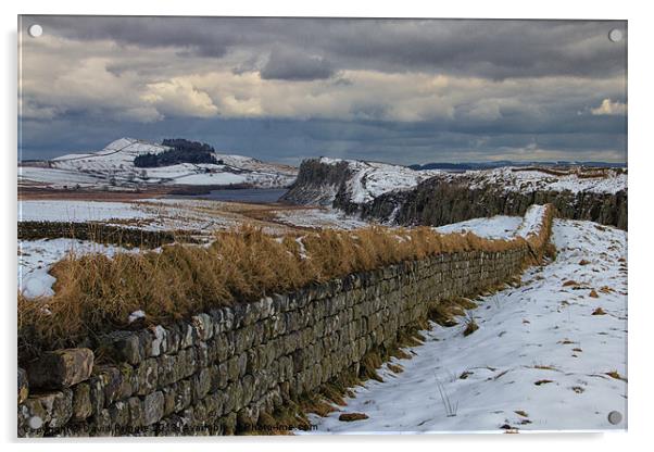 Roman Wall in Winter Acrylic by David Pringle