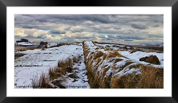 Roman Wall in Winter Framed Mounted Print by David Pringle