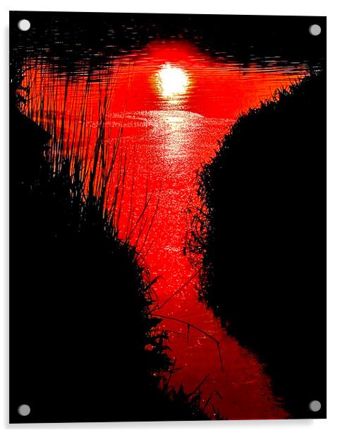 Red River Sunset Acrylic by Mike Gorton