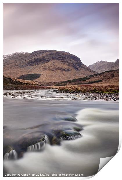 Flowing River Etive Print by Chris Frost