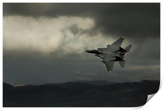 F15 in stormy sky Print by Oxon Images