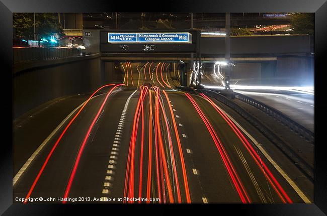 Traffic Trails M8 Glasgow Framed Print by John Hastings