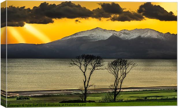 Sunset over Arran from Portencross Canvas Print by Tylie Duff Photo Art