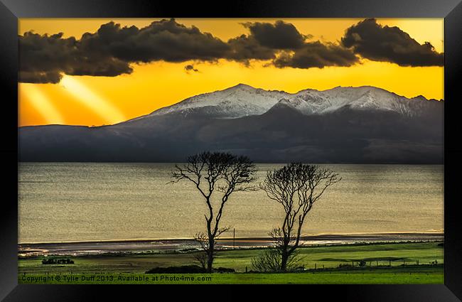 Sunset over Arran from Portencross Framed Print by Tylie Duff Photo Art