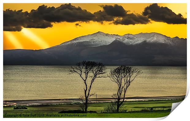 Sunset over Arran from Portencross Print by Tylie Duff Photo Art