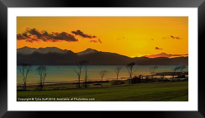 Winter Sunset over Arran Framed Mounted Print by Tylie Duff Photo Art