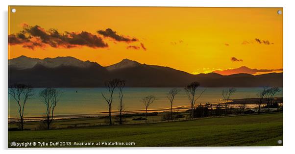 Winter Sunset over Arran Acrylic by Tylie Duff Photo Art