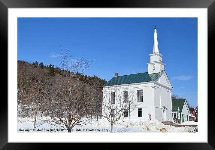 Picturesque Vermont Church Framed Mounted Print by Malcolm Snook