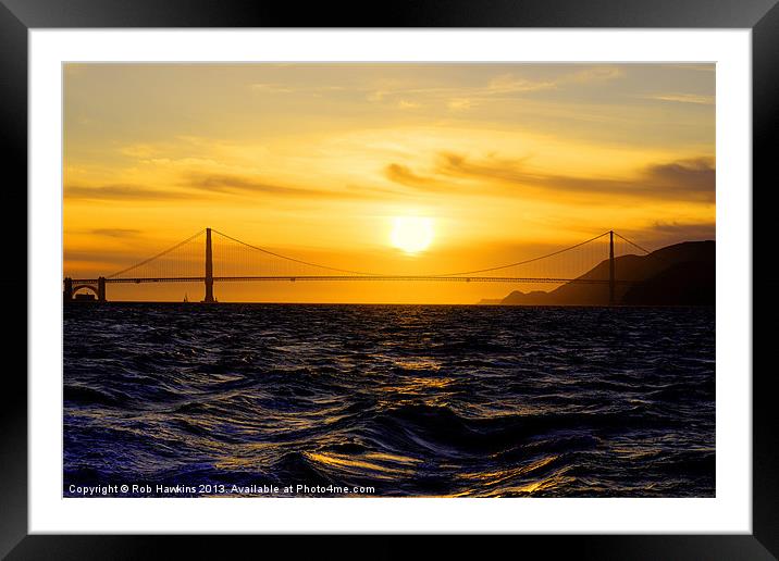 Golden Gate Sunset Framed Mounted Print by Rob Hawkins