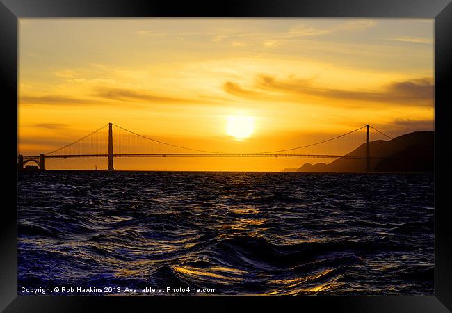 Golden Gate Sunset Framed Print by Rob Hawkins