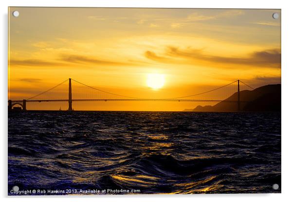 Golden Gate Sunset Acrylic by Rob Hawkins