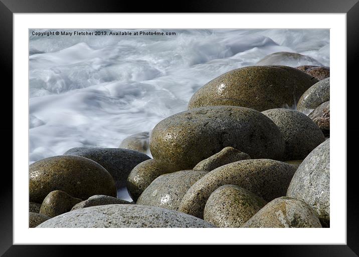Wet Pebbles Framed Mounted Print by Mary Fletcher