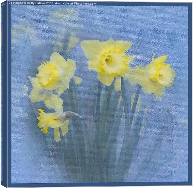 Daffodils in Blue Canvas Print by Betty LaRue