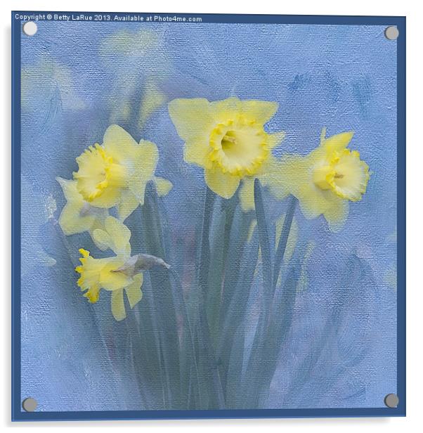 Daffodils in Blue Acrylic by Betty LaRue