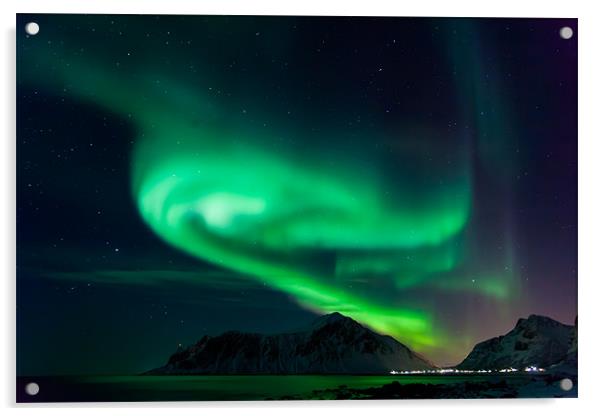 Aurora over Flakstad Acrylic by Thomas Schaeffer