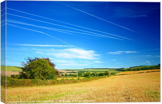 VAPOUR TRAILS HAMPSHIRE Canvas Print by Anthony Kellaway