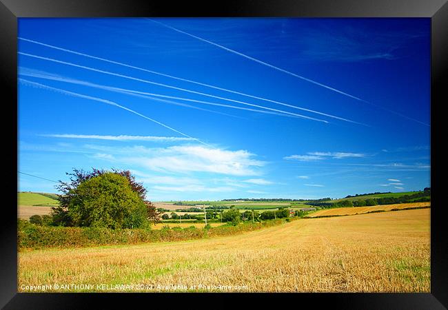 VAPOUR TRAILS HAMPSHIRE Framed Print by Anthony Kellaway