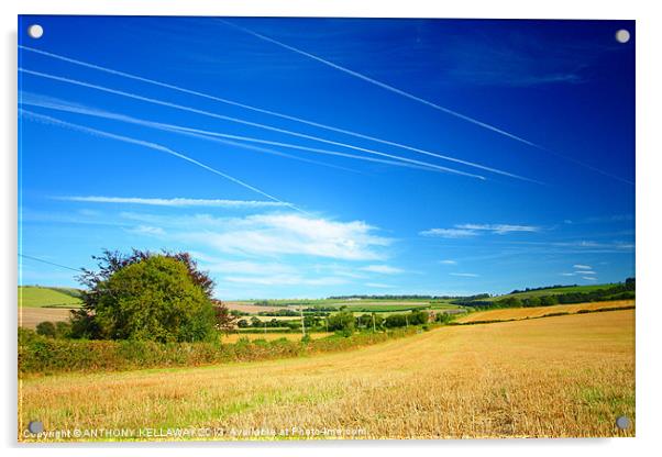 VAPOUR TRAILS HAMPSHIRE Acrylic by Anthony Kellaway