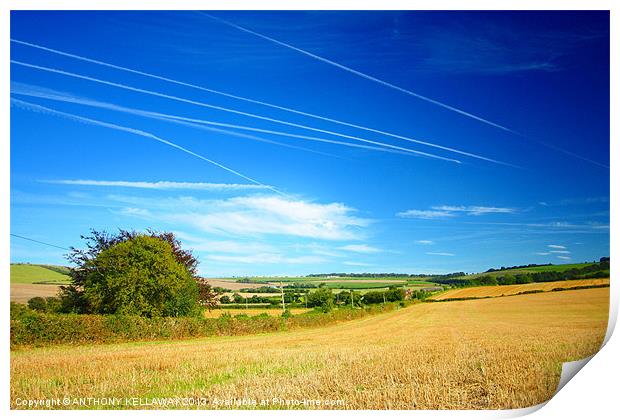 VAPOUR TRAILS HAMPSHIRE Print by Anthony Kellaway