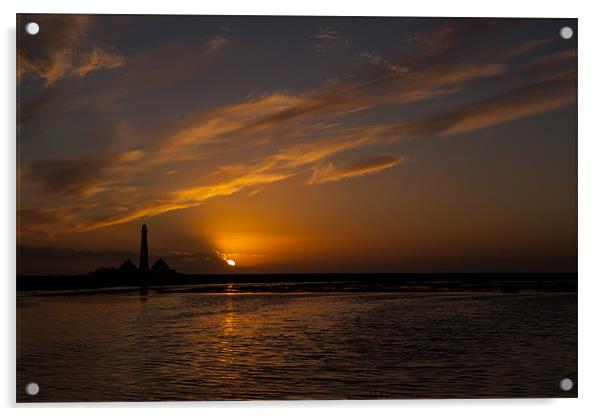 Sunset at the german coast Acrylic by Thomas Schaeffer