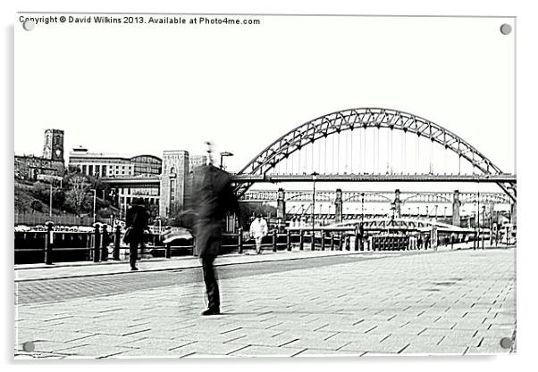 The walk to work, Newcastle Acrylic by David Wilkins