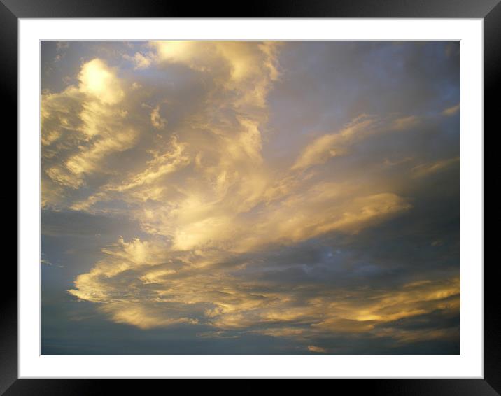 Transient wispy summer evening cloud Framed Mounted Print by Rhoda Howie
