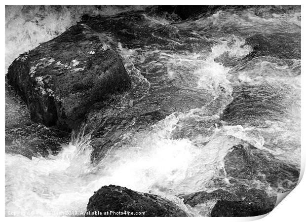 Rushing Water Over Rocks Print by Tim O'Brien