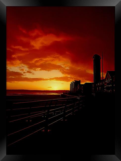 Swansea Bay Sunset. Framed Print by Becky Dix
