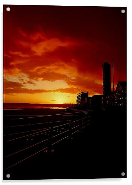 Swansea Bay Sunset. Acrylic by Becky Dix
