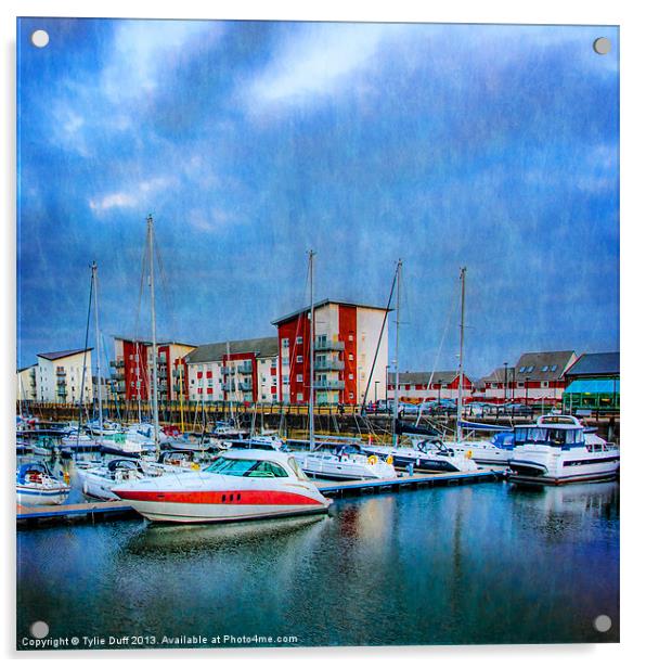 Yachts in Ardrossan Marina Acrylic by Tylie Duff Photo Art