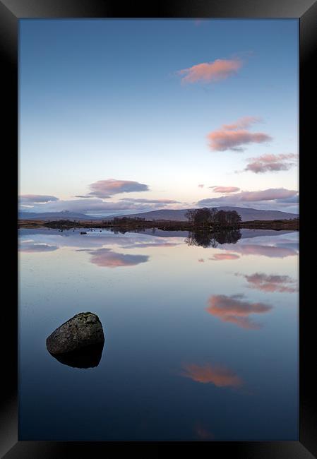 Rock and clouds Loch Ba Framed Print by Gary Eason