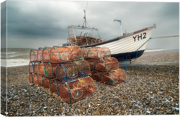Lobster Pots on Cley beach Canvas Print by Stephen Mole