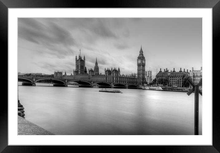 Big Ben and the houses of Parliament  bw Framed Mounted Print by David French