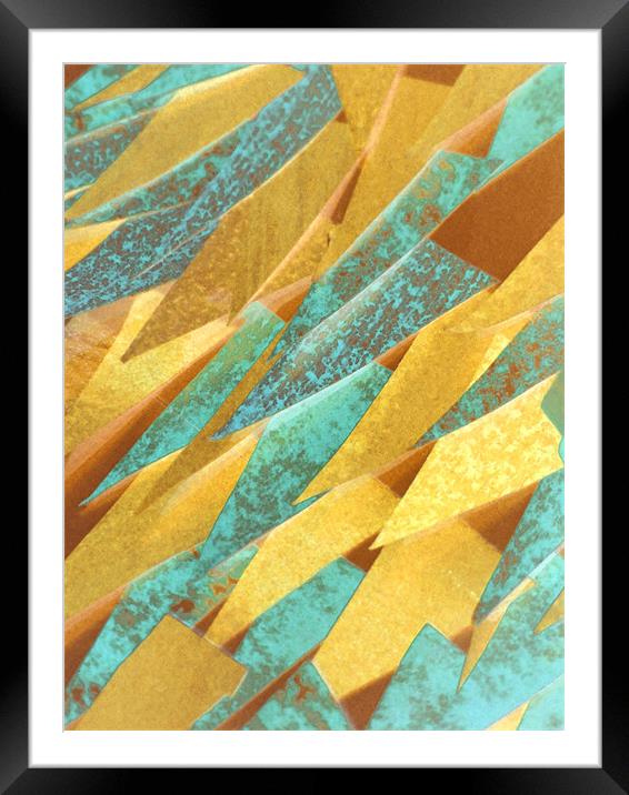 turquoise and gold (abstract) Framed Mounted Print by Heather Newton