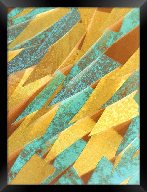 turquoise and gold (abstract) Framed Print by Heather Newton