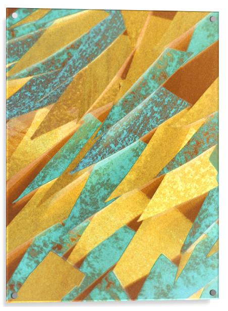 turquoise and gold (abstract) Acrylic by Heather Newton