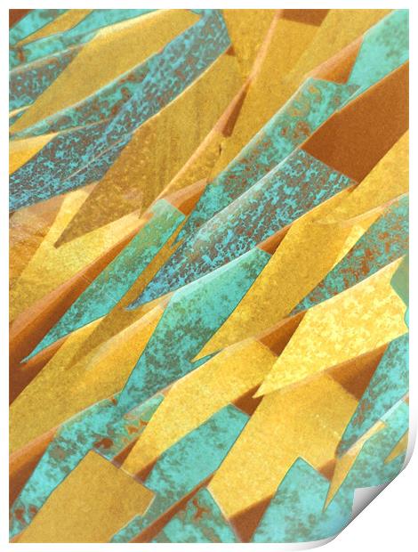 turquoise and gold (abstract) Print by Heather Newton