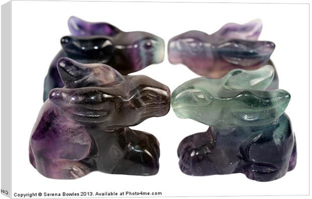 Four Rainbow Fluorite Rabbits Canvas Print by Serena Bowles